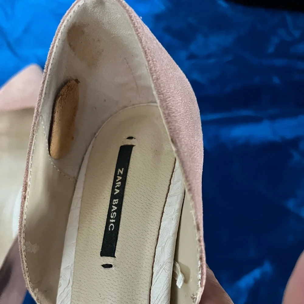 Zara Basic Baby Pink Round Heel Pointed Toe Slingback Women's Shoes Size 37 - Picture 7 of 11